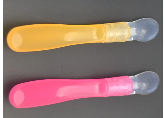 2 Warna Silicone Injection Moulding Sendok Makan Bayi Dapat Digunakan Kembali